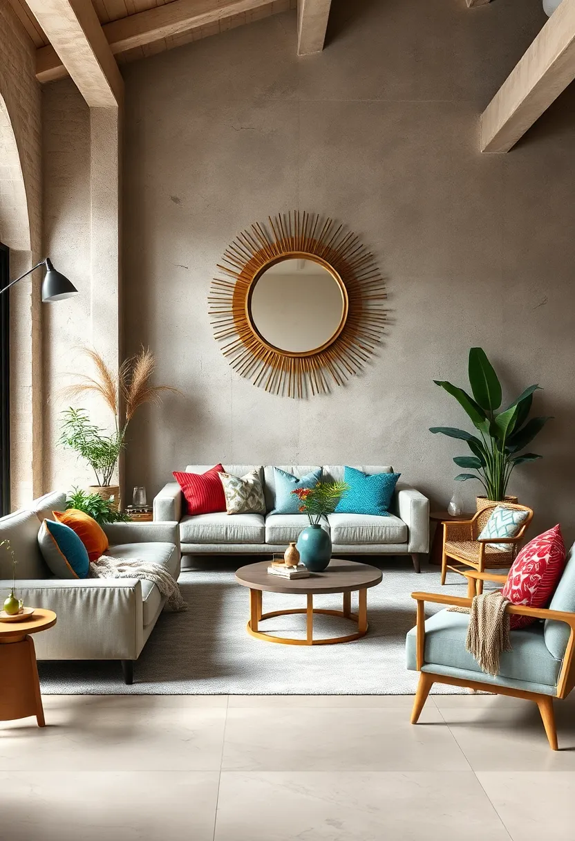 Install a statement mirror with a sunburst or irregular frame‍ to enhance light and artistic flair