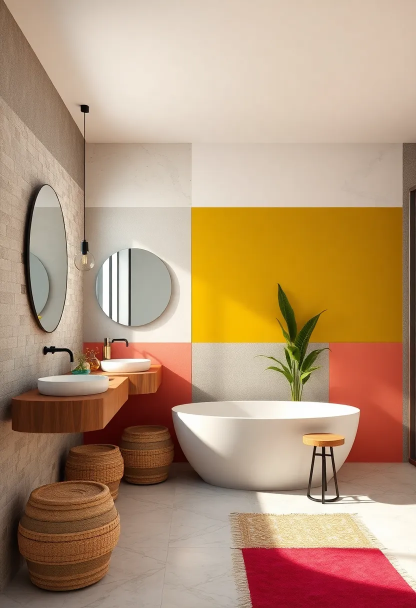 Color-Blocked Walls: Divide your bathroom walls into contrasting color sections for ⁢a​ modern,⁢ dynamic‌ look