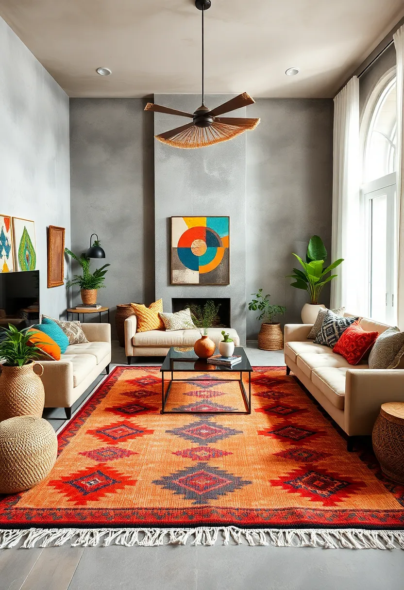 Handwoven Moroccan Kilim Rug with Bold‌ Geometric ‌Patterns