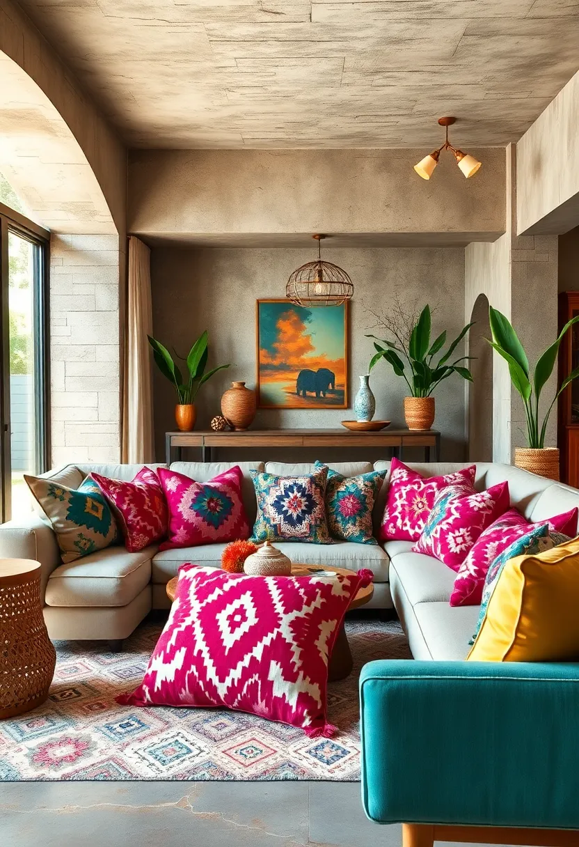 vibrant Ikat Printed throw Pillows⁢ in‌ Saturated ⁣Hues