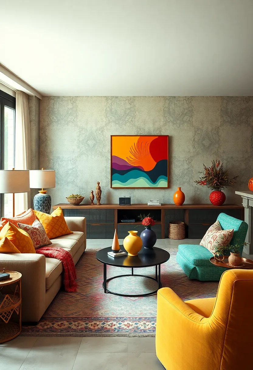 Layered ‌sheepskin and Persian Rug​ Combo