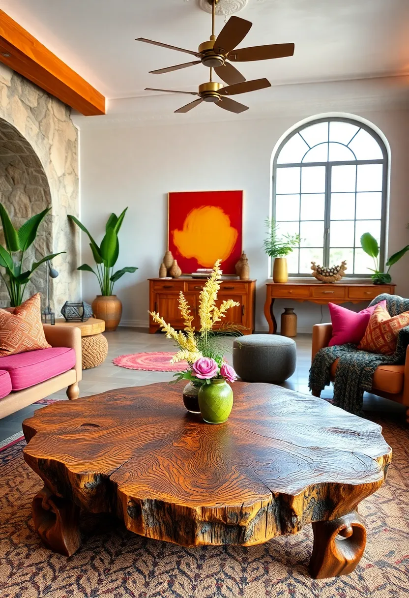 Reclaimed wood Coffee ‍Table with Carved ‍Details