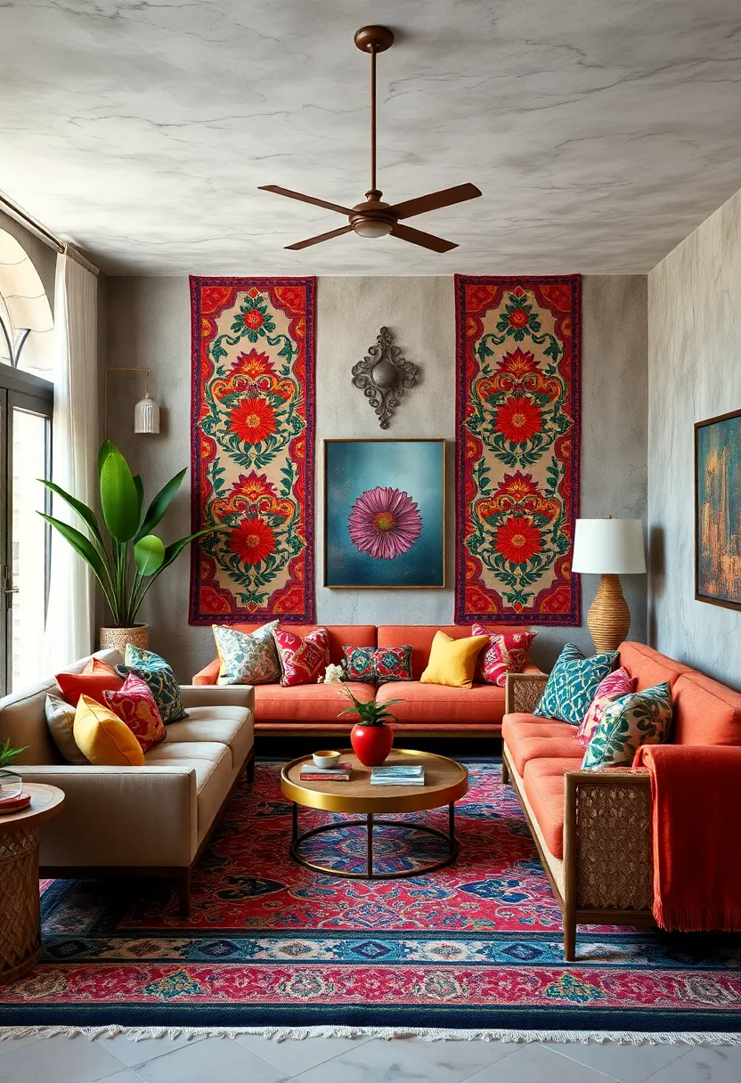 colorful Suzani Embroidered Wall Panels