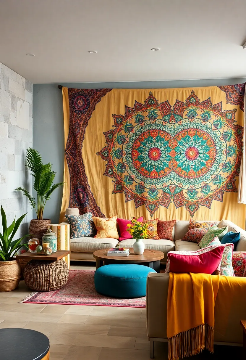 Oversized Tapestry Featuring a Mandala Design