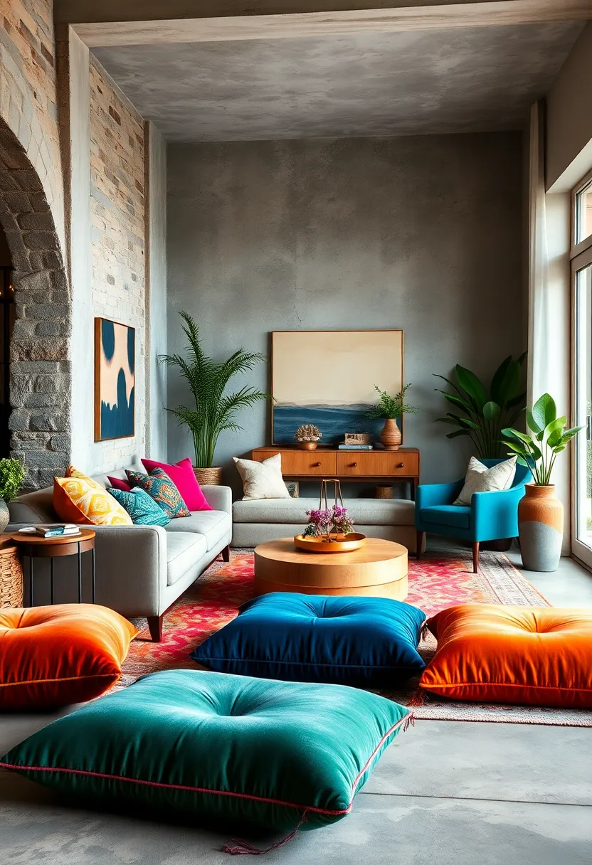 Soft‍ Velvet Floor Cushions⁢ in Jewel ‌Tones