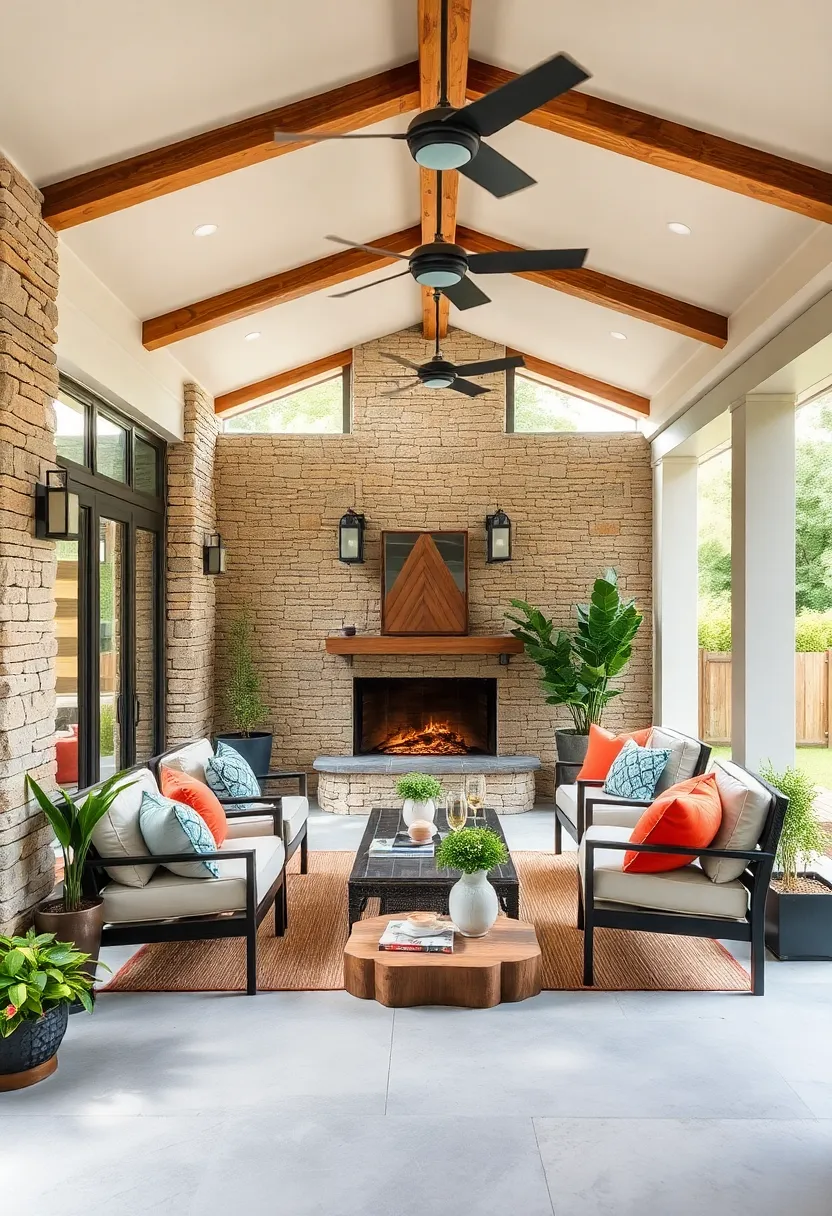 warm ⁤Rustic​ Modern: ⁣mix of stone accents, wooden beams, and cozy seating creating ‍a welcoming yet‍ contemporary vibe