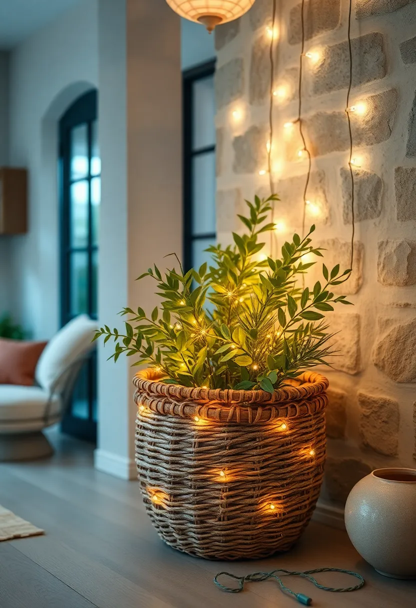Fill a woven basket with⁣ fairy⁤ lights and ⁤fresh greenery for a rustic ⁤yet radiant décor piece