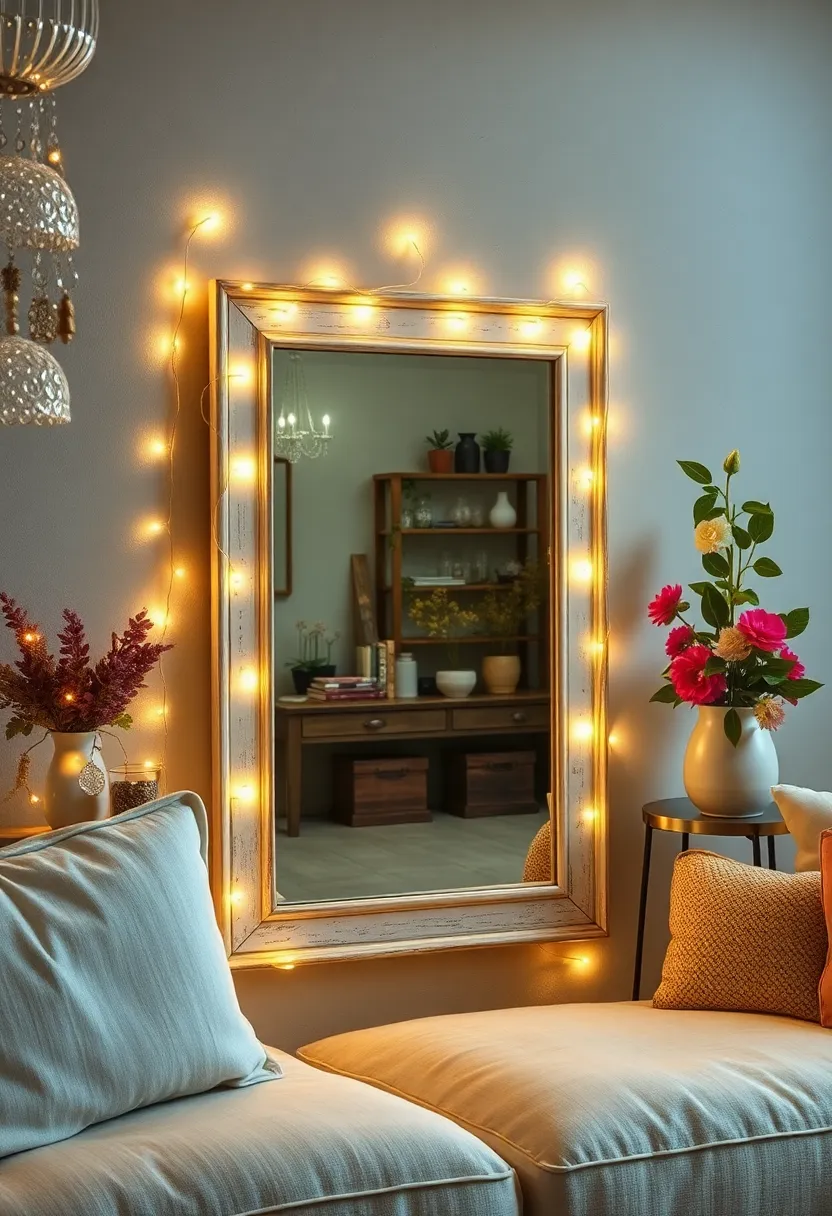 Frame your favorite vintage mirror with soft fairy lights to add ‌a magical touch to your ‌room