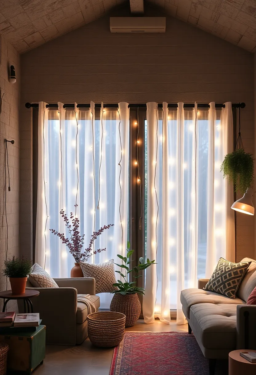 Hang a curtain of fairy lights behind sheer pastel curtains ⁢for a dreamy window display