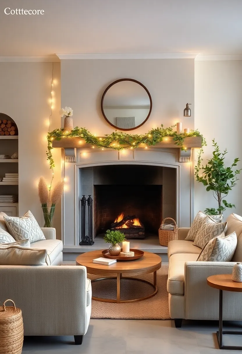 Intertwine fairy lights with a garland of ivy ⁣or ​eucalyptus along ⁤your fireplace mantel