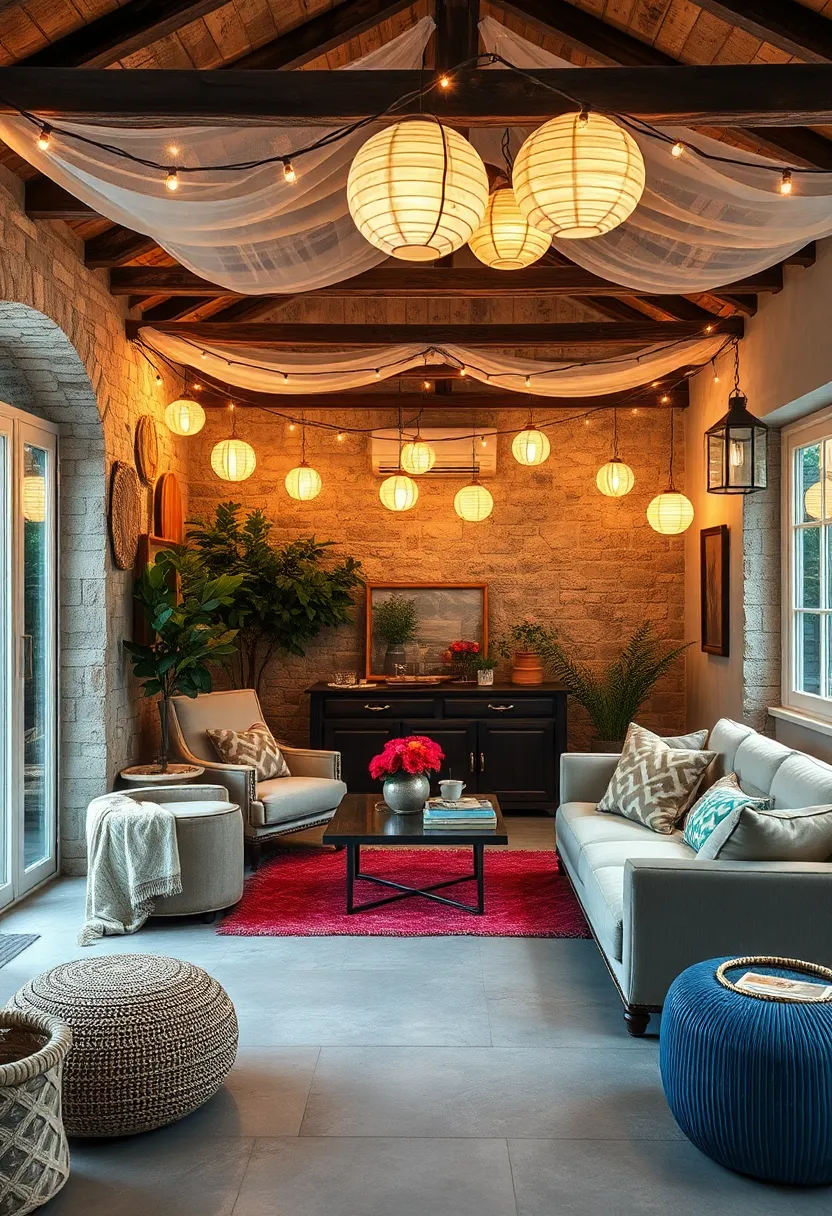 Place fairy lights beneath​ translucent fabric or paper lanterns for soft, diffused lighting