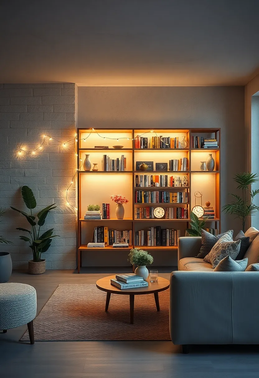 String fairy lights along⁤ an open bookshelf to‌ highlight your treasured reads⁢ and knick-knacks
