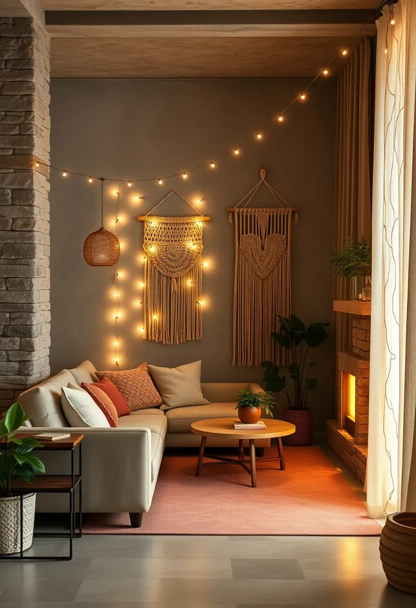 Twist fairy‍ lights through woven wall hangings or macramé for a modern twist on cottagecore