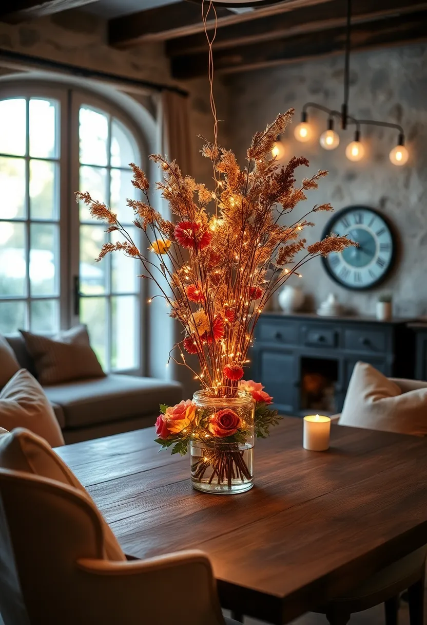 Weave tiny ⁤fairy ​lights through ⁤a collection of dried ​flowers to create a charming ⁢centerpiece