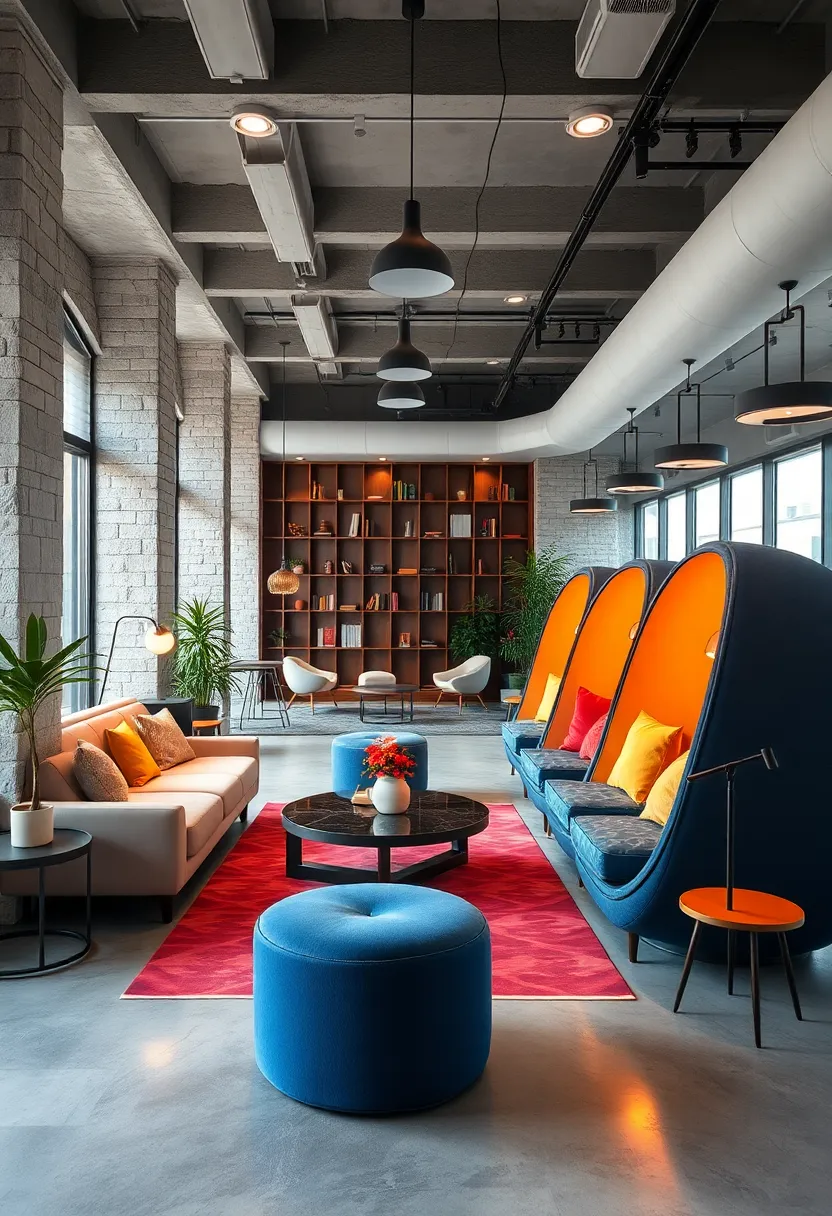 Eclectic Lounge⁢ Pods Featuring Integrated ⁢Lighting and Sound Systems