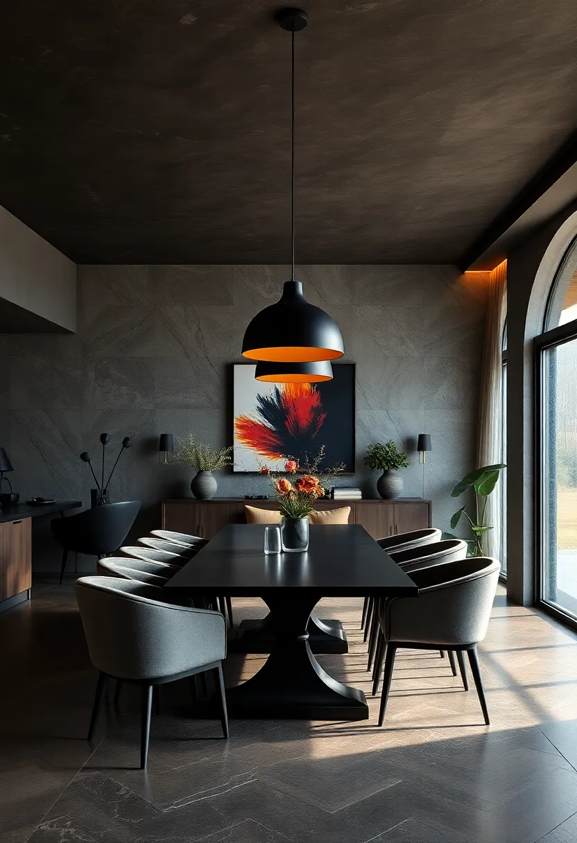 Choose ⁤matte black pendant⁢ lights with sculptural forms​ as focal points that elevate ‍the dining experience