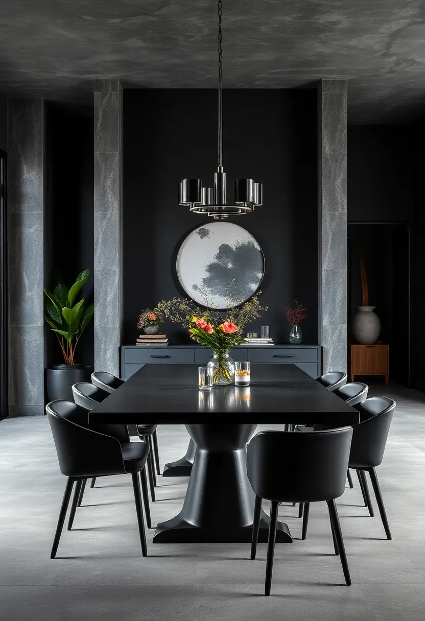 Embrace⁣ deep charcoal walls ‍paired with matte black dining chairs‍ for an instantly‌ dramatic ⁤and refined look