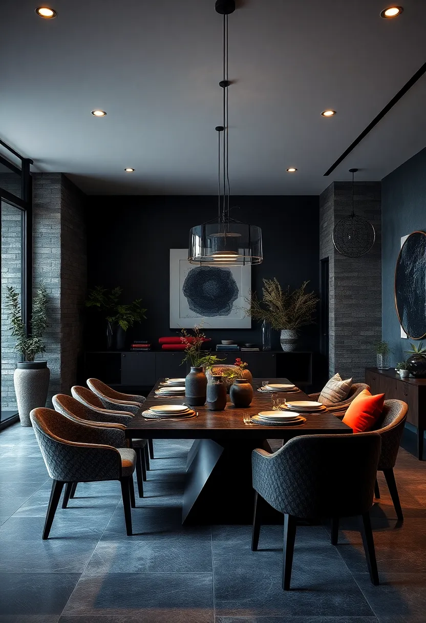 Introduce dark-toned ceramic vases with simple greenery ‍to⁤ subtly⁣ break ⁢the intensity with natural elements