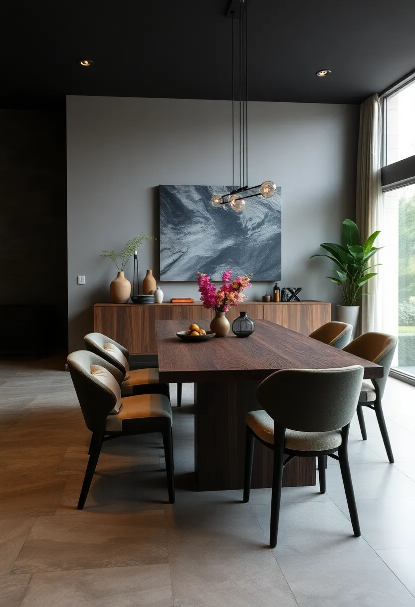 Opt for ⁤a ⁢dark wood dining ​table with intricate grain details to bring natural texture into‍ your moody setting