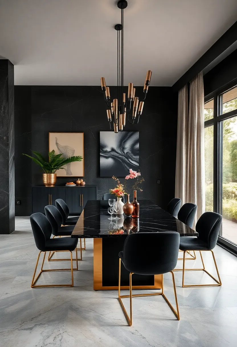 Opt for black marble or granite tabletops paired with gold ​or brass legs for a luxe ⁣contrast