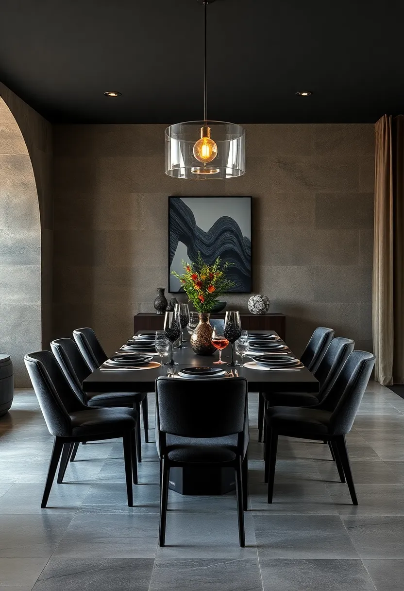 Select smoked ⁣glassware and black crystal decanters to enhance the‍ table ⁢setting’s​ moody sophistication