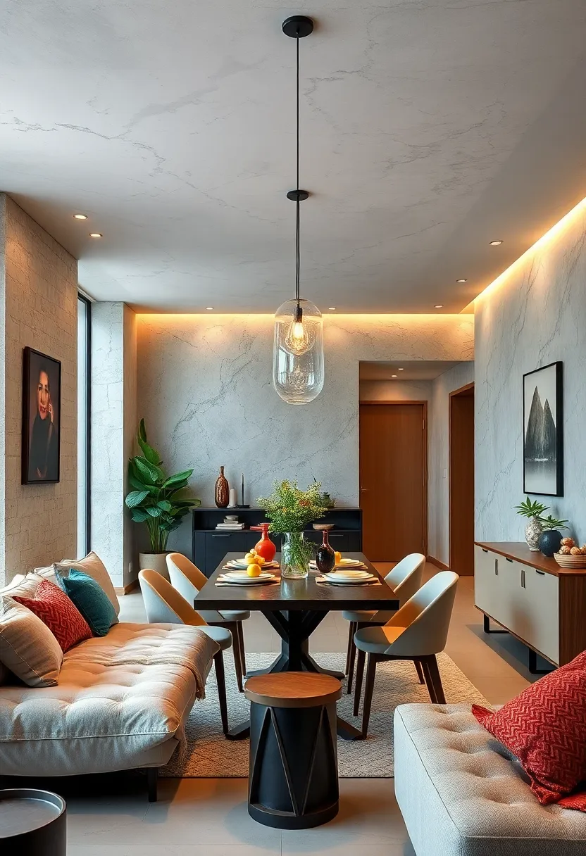 Hang⁢ pendant lighting above the dining area to visually define‍ the space without occupying physical space