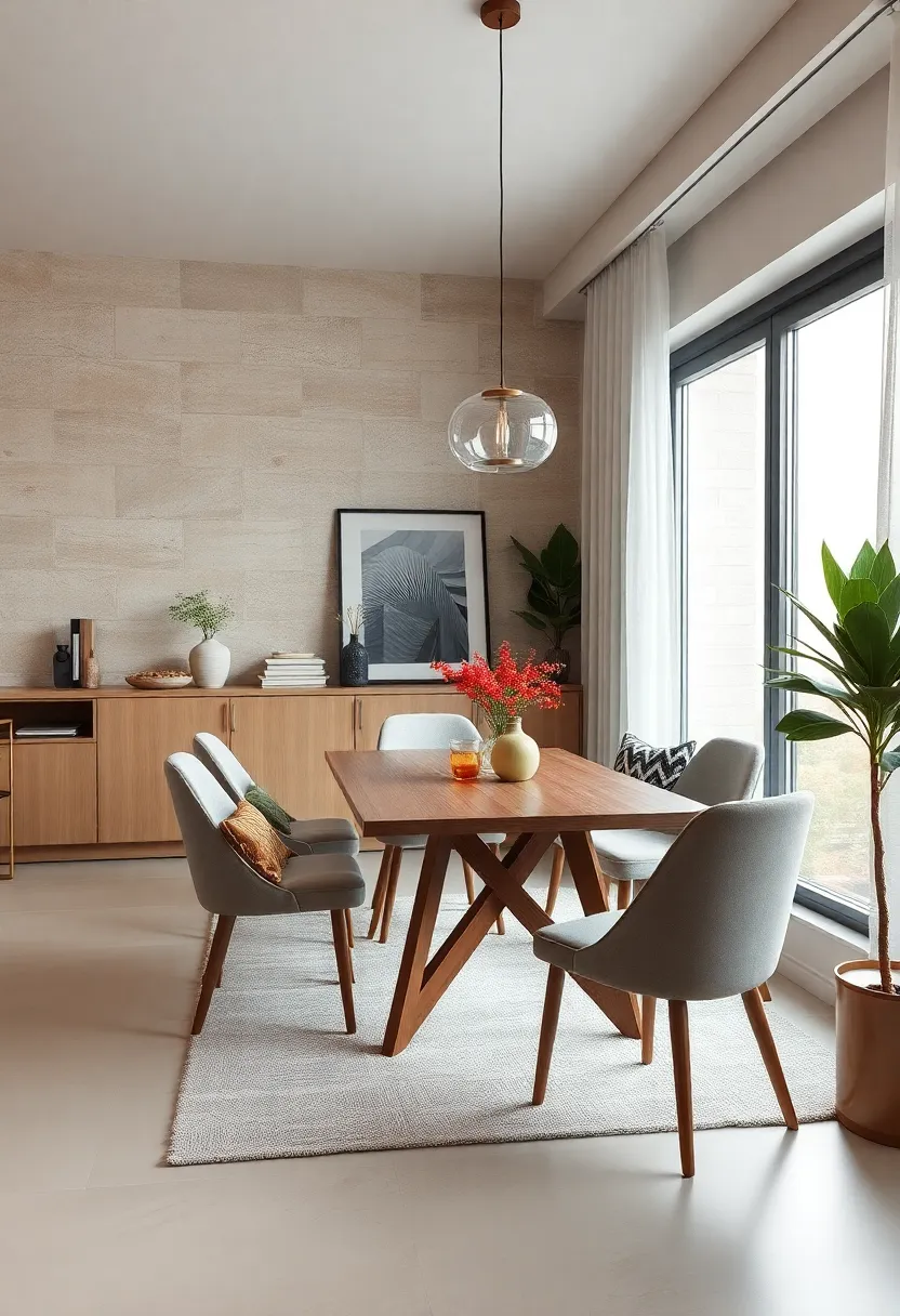 Hang floating shelves above your dining set ⁣for dishes, plants, or decorative items without taking up floor space