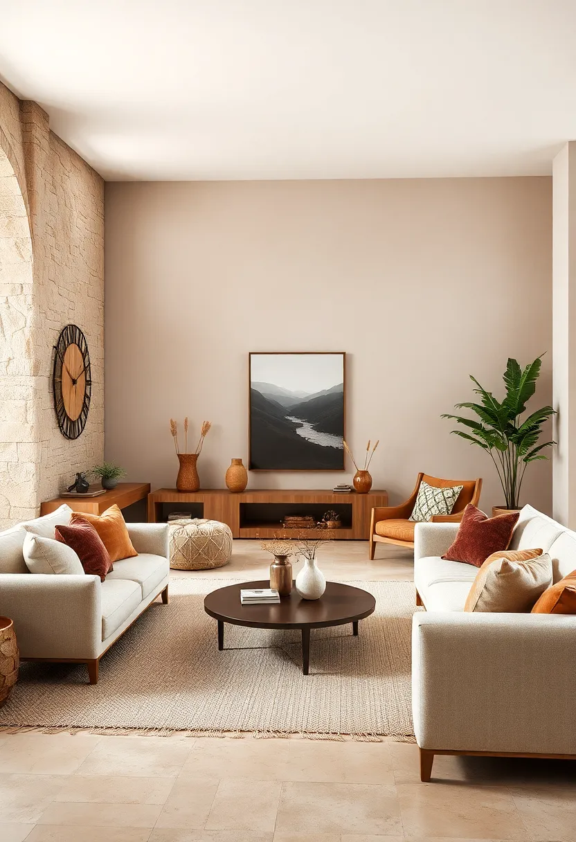 Embrace warm ‌beige walls​ paired with textured cream ⁤sofas for a soothing, inviting​ atmosphere