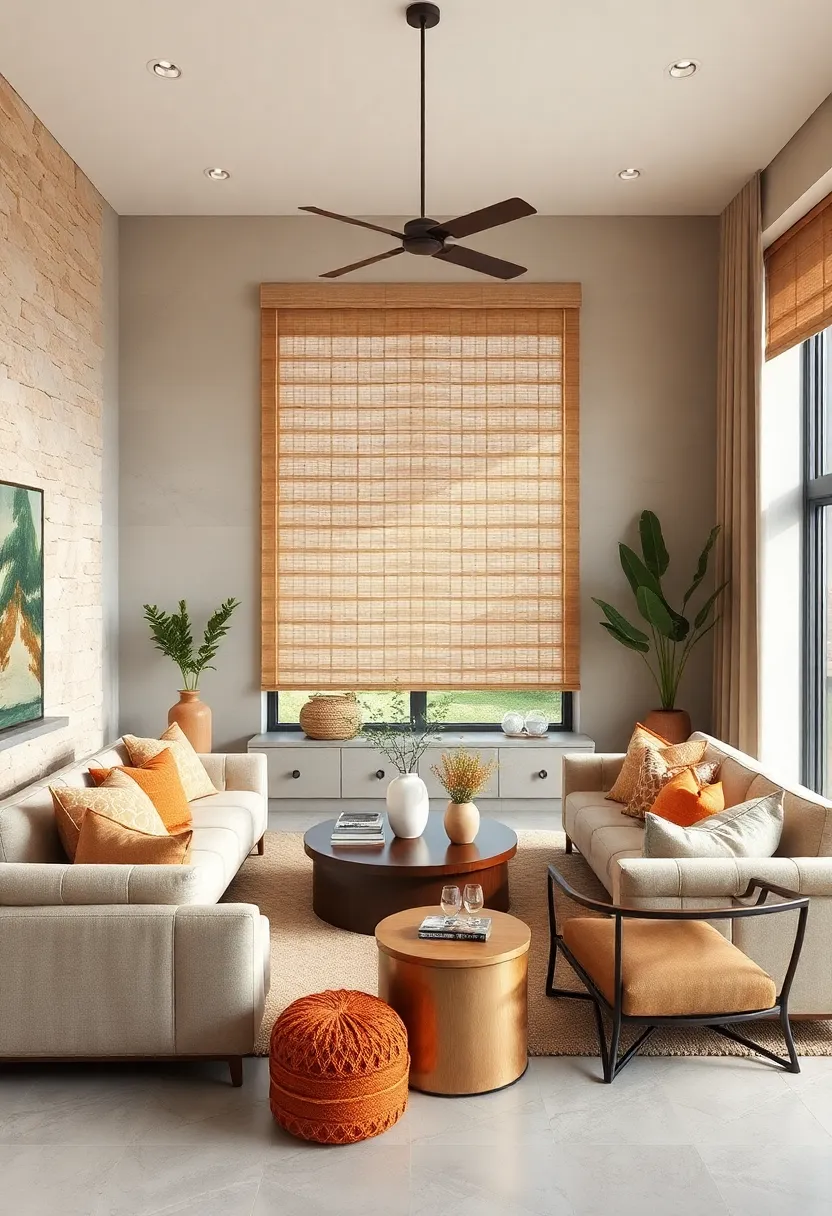 Select natural sisal blinds⁤ to control light while complementing the earth tones