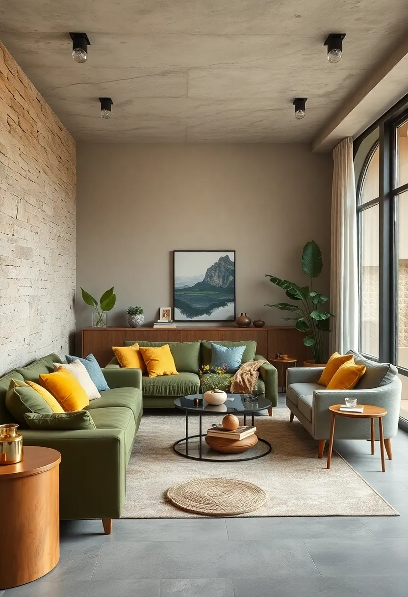 Mix olive‍ green‌ and ‍muted mustard cushions for a subtle yet refreshing​ pop ​of​ color