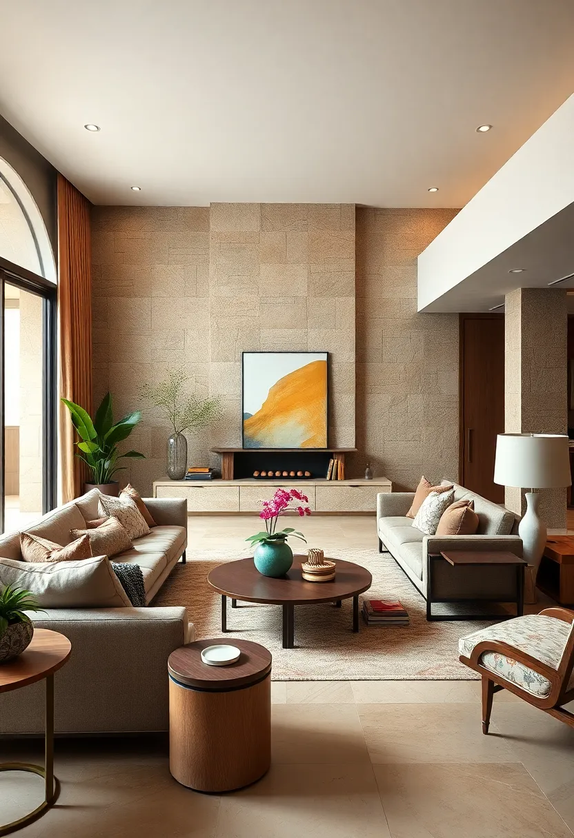 Balance darker walnut furniture⁤ with lighter creams and tans to ‍maintain an open feel