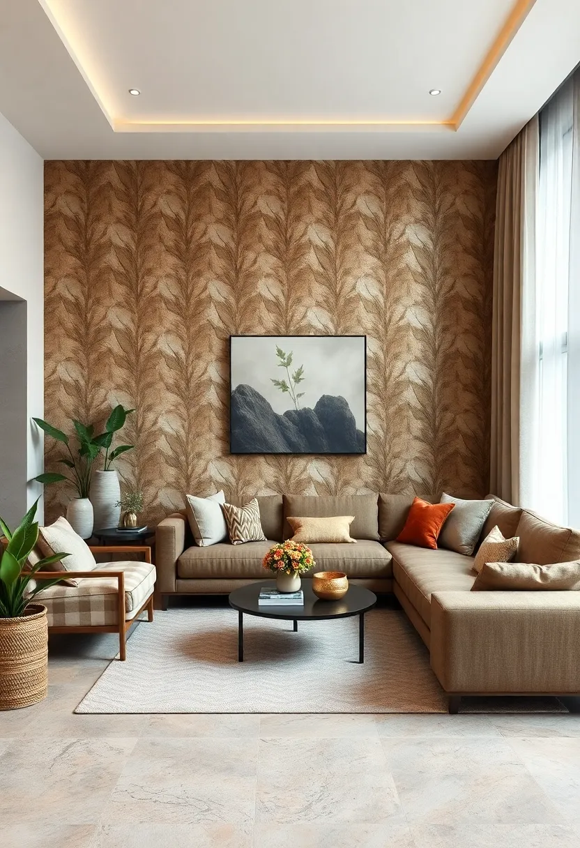 Select wallpaper with subtle ‍leaf‍ patterns in ‍muted browns ​and greens for natural elegance