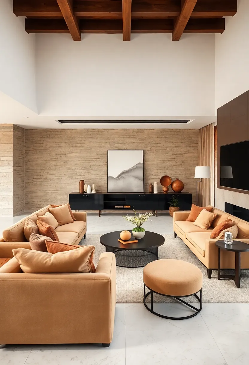 Layer soft ​camel and sand-colored upholstery to⁢ create a sophisticated ⁣tonal blend