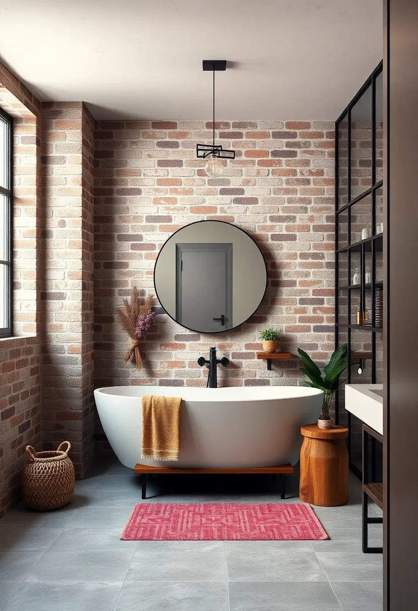 Industrial Elegance:⁤ exposed brick ⁢walls paired ⁤with sleek modern fixtures create ‌a raw yet refined bathroom space