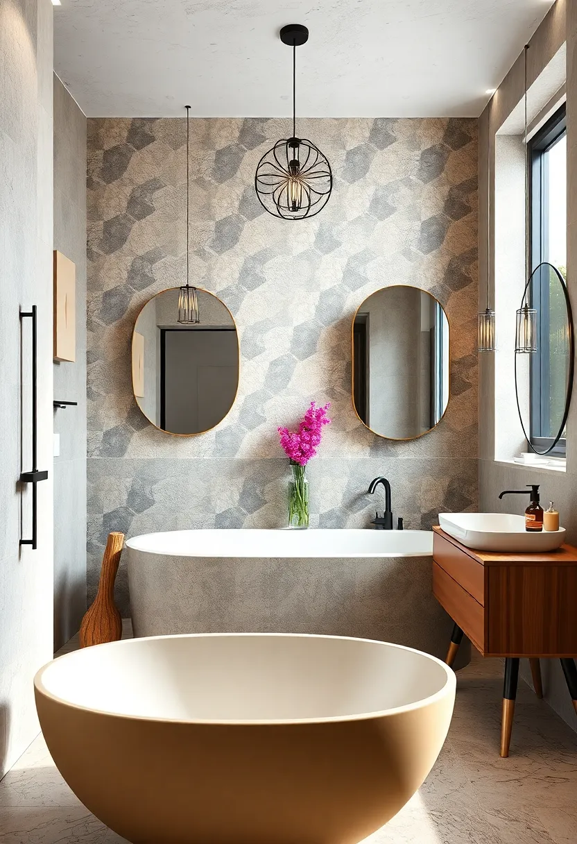 Geometric Patterns Play: ⁢Bold ‍shapes ​on tiles and mirrors ​create visual interest without overwhelming ‌the⁤ senses