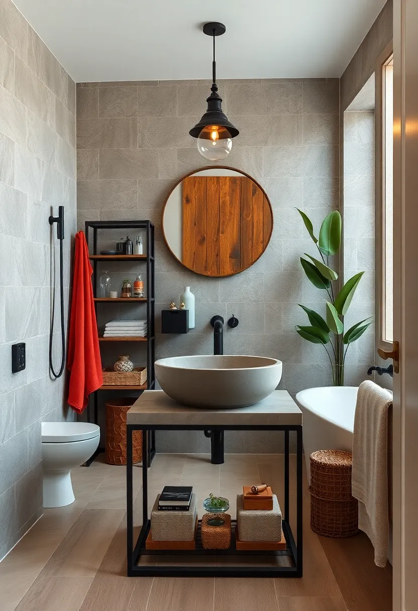 Concrete Vessel​ Sink‍ on a Steel Frame Stand