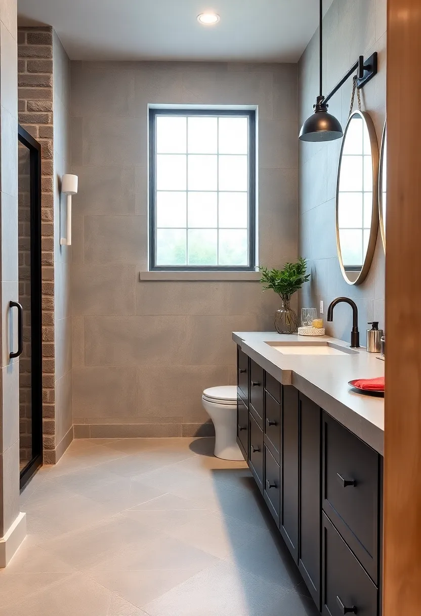 Distressed Metal ⁤Cabinetry‌ with Concrete Countertops