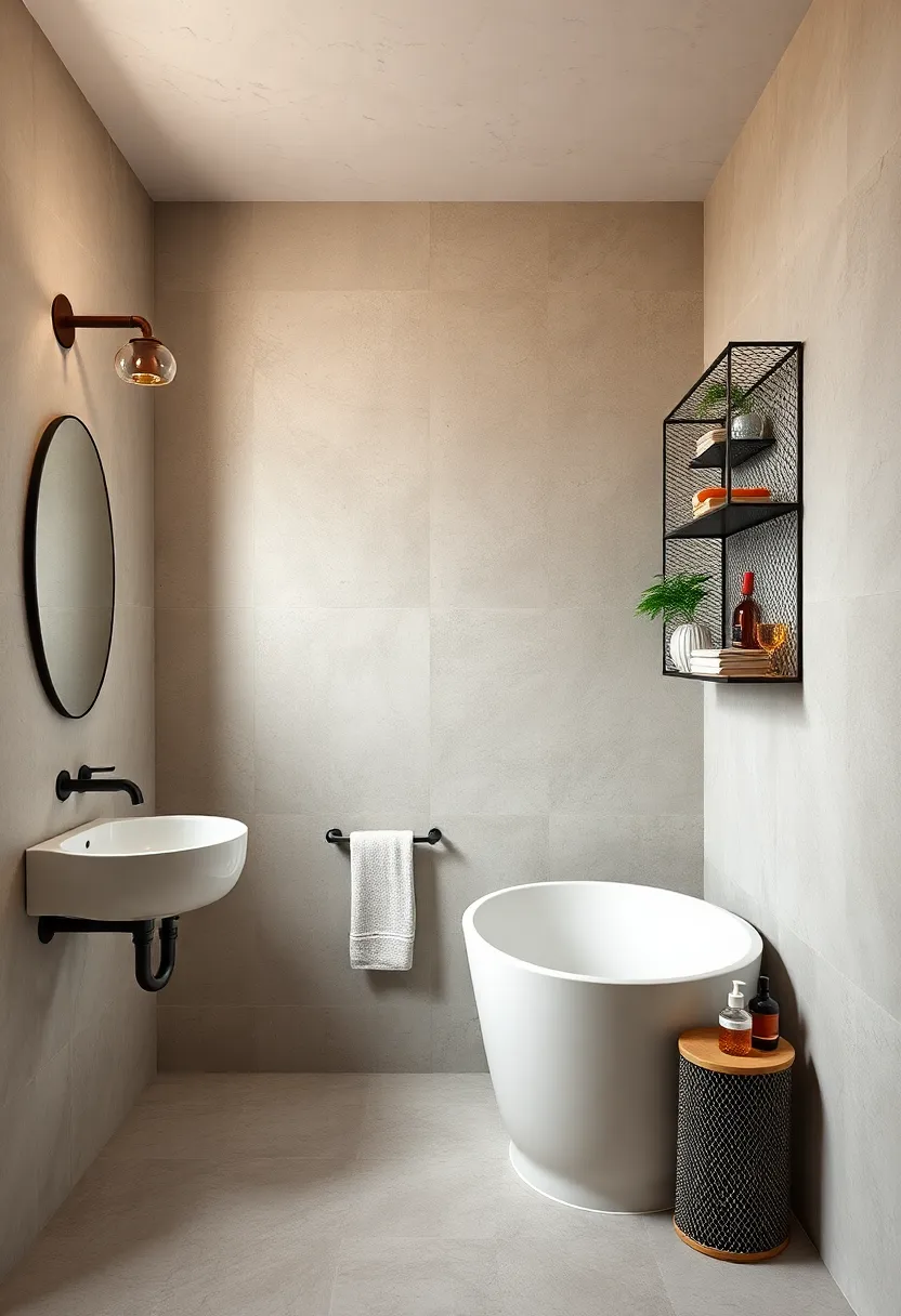 Industrial Wire Mesh Shelves for Open Bathroom Storage