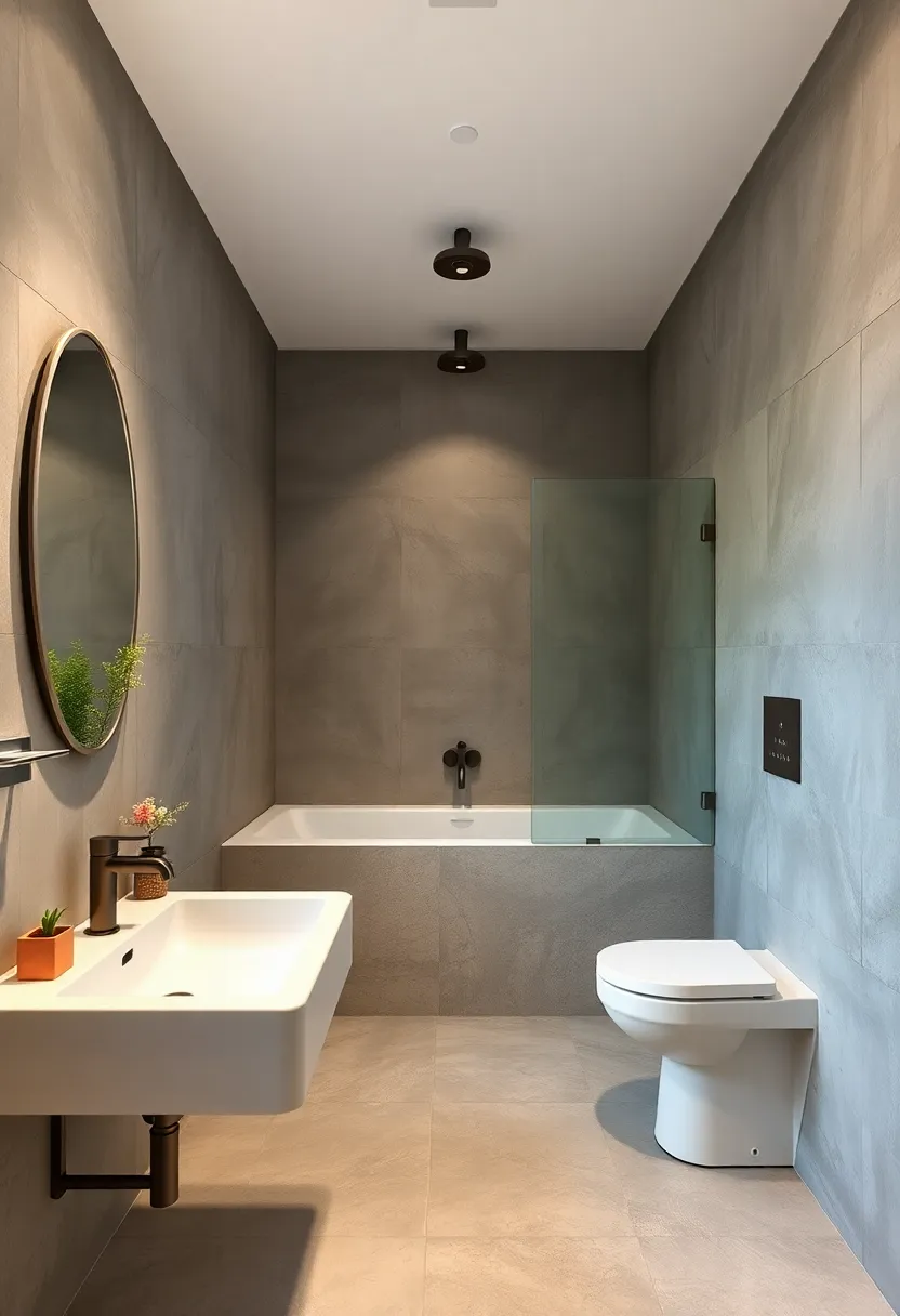 Matte ‌Nickel Fixtures Complementing Raw Concrete⁢ Walls