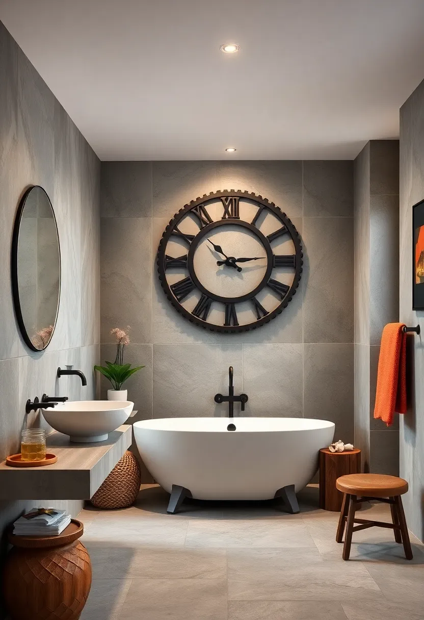 Oversized Gear⁣ Wall ‍Clock as a ⁣Bold bathroom Statement Piece