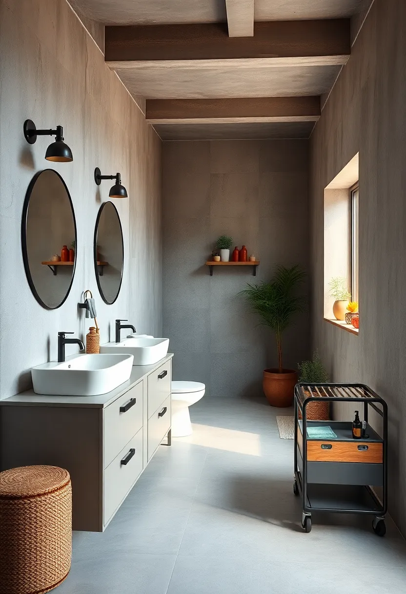 Vintage Factory​ cart ​Repurposed as ​a ⁢Mobile ​Bathroom​ Storage⁤ Unit