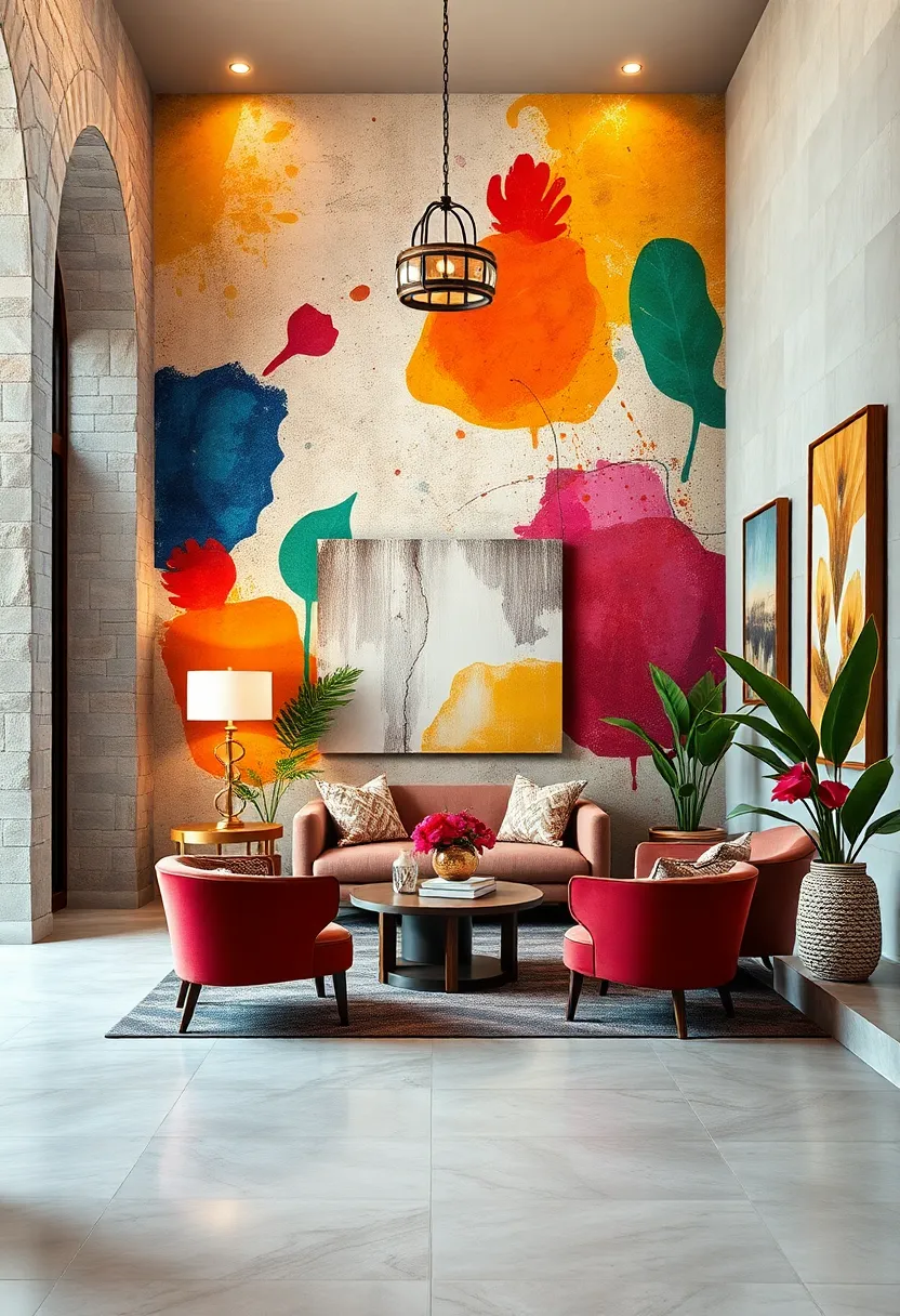 Artistic explosion⁤ with ⁢colorful Murals: A ‌bold wall mural ⁢or hand-painted design⁢ sets the tone ⁤for creativity and personal expression