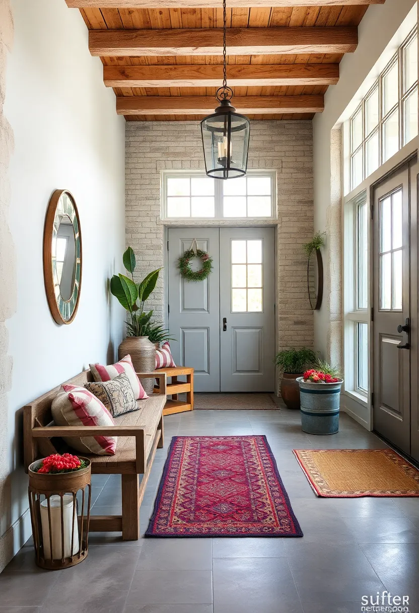 rustic Farmhouse Warmth: Weathered wood​ benches, galvanized metal baskets, and plaid‌ textiles welcome visitors with cozy charm