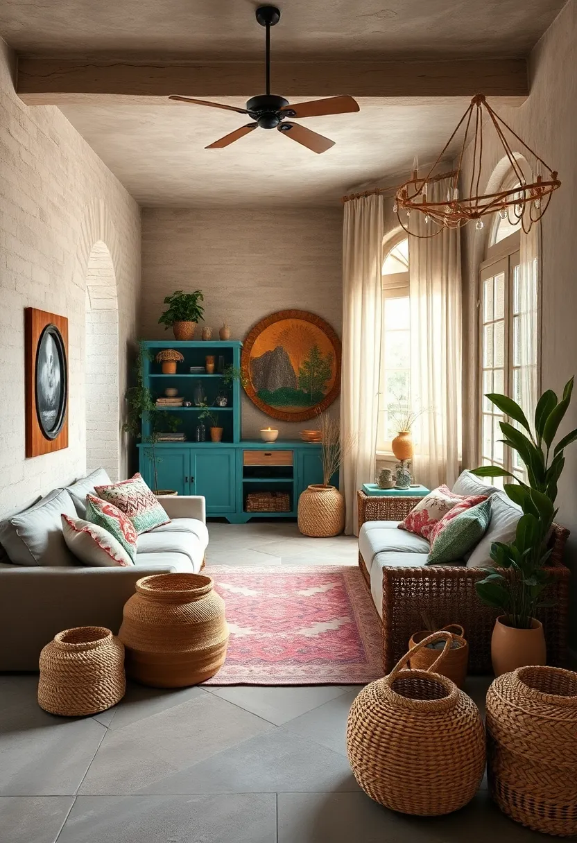 Choose woven baskets as functional décor to enhance a⁣ boho vibe