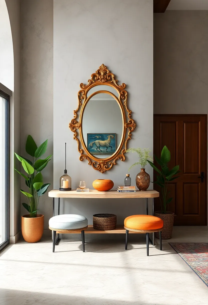 Hang‍ an ornate vintage ‍mirror above a console table to instantly elevate your entryway with timeless charm