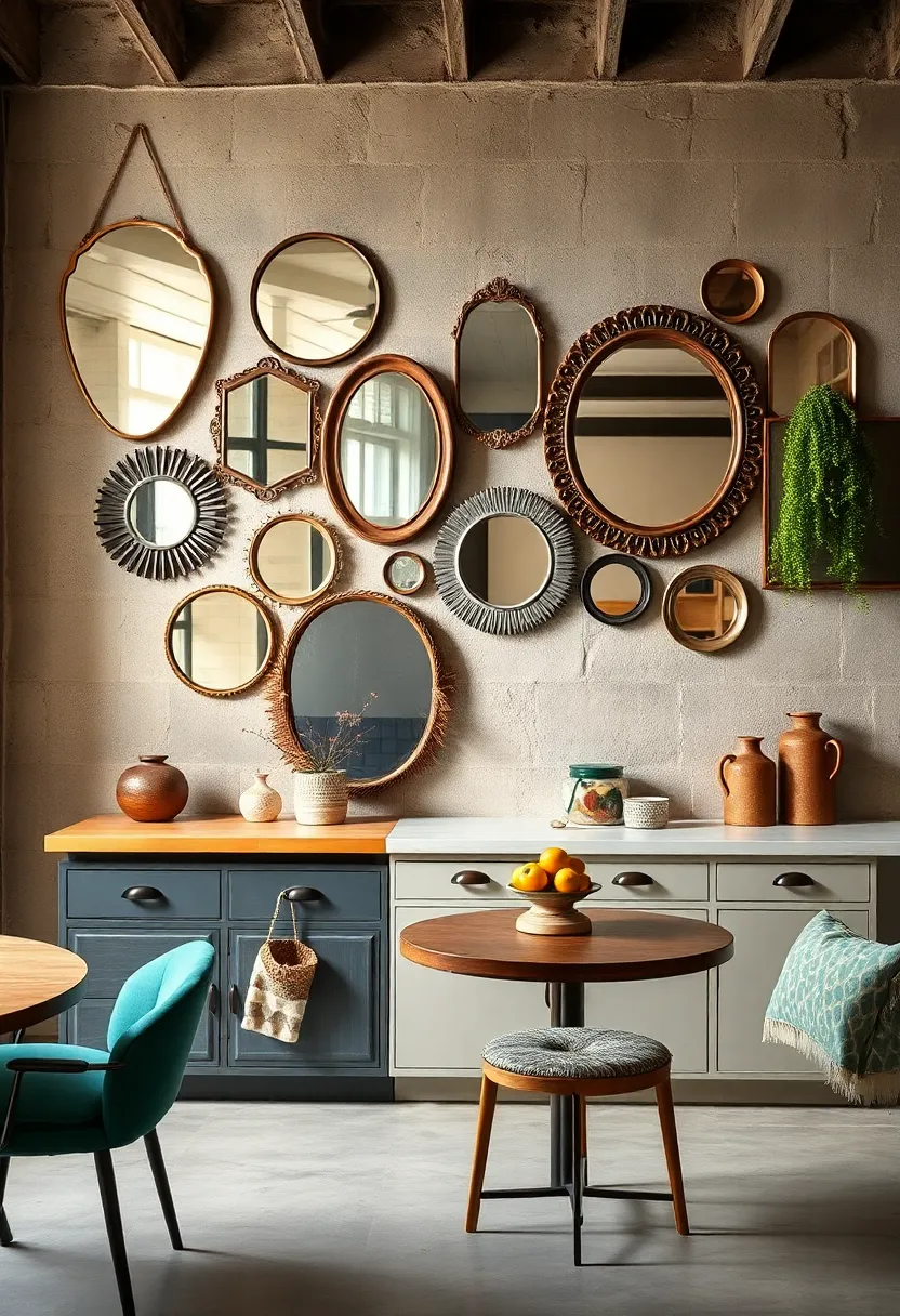 Use a collection‌ of vintage mirrors as a backsplash alternative in kitchens for a quirky,reflective touch