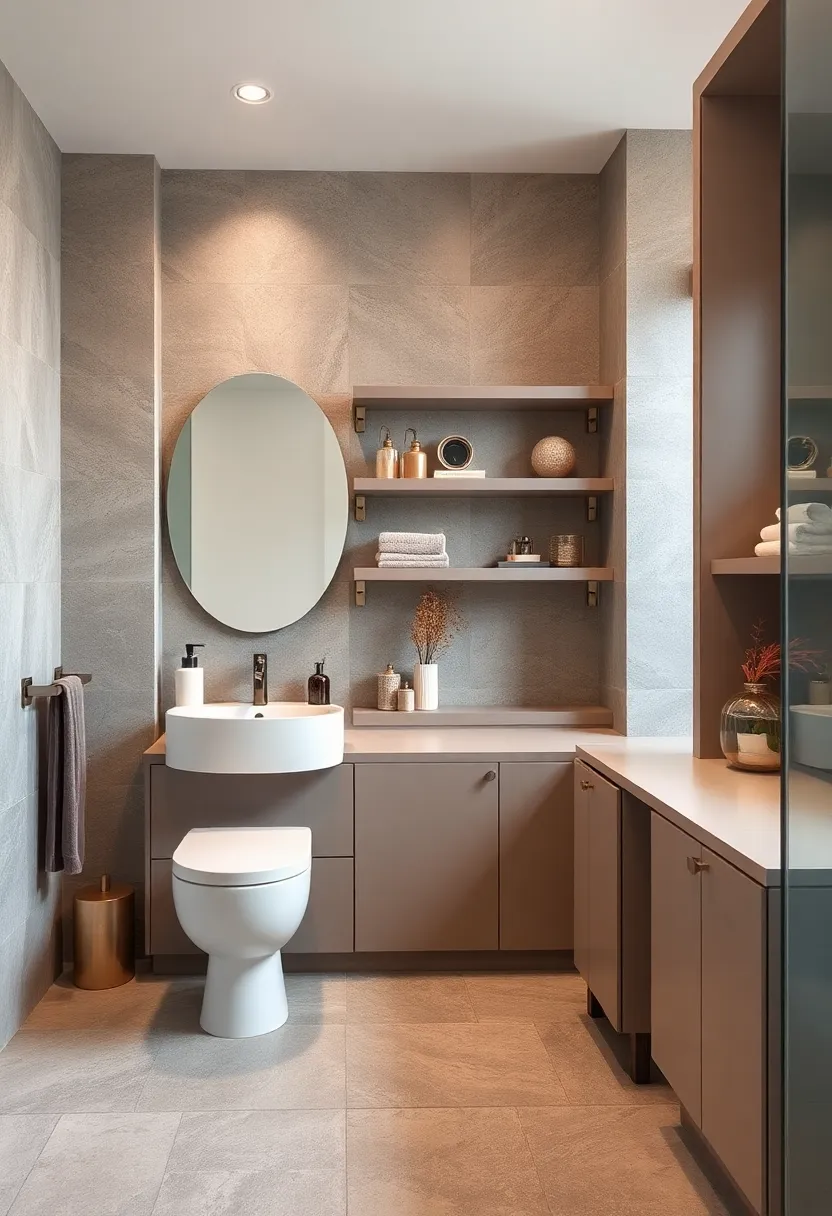 Incorporate taupe shelving units‍ accented with champagne⁢ brackets ⁢for stylish and practical ‌storage solutions