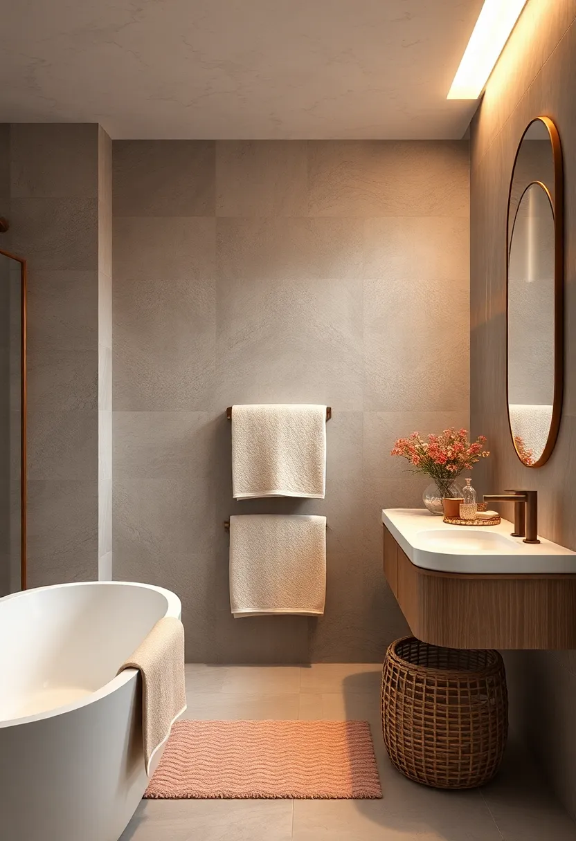 Layer taupe towels with champagne​ accents to‍ effortlessly ​tie together‍ function and ‌style⁤ in your ‍bathroom