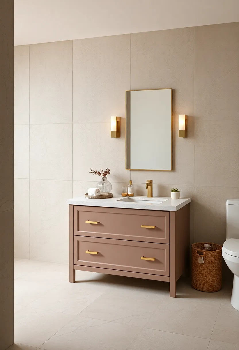 Opt for a taupe vanity with ⁢sleek champagne drawer pulls to add subtle elegance to your bathroom storage