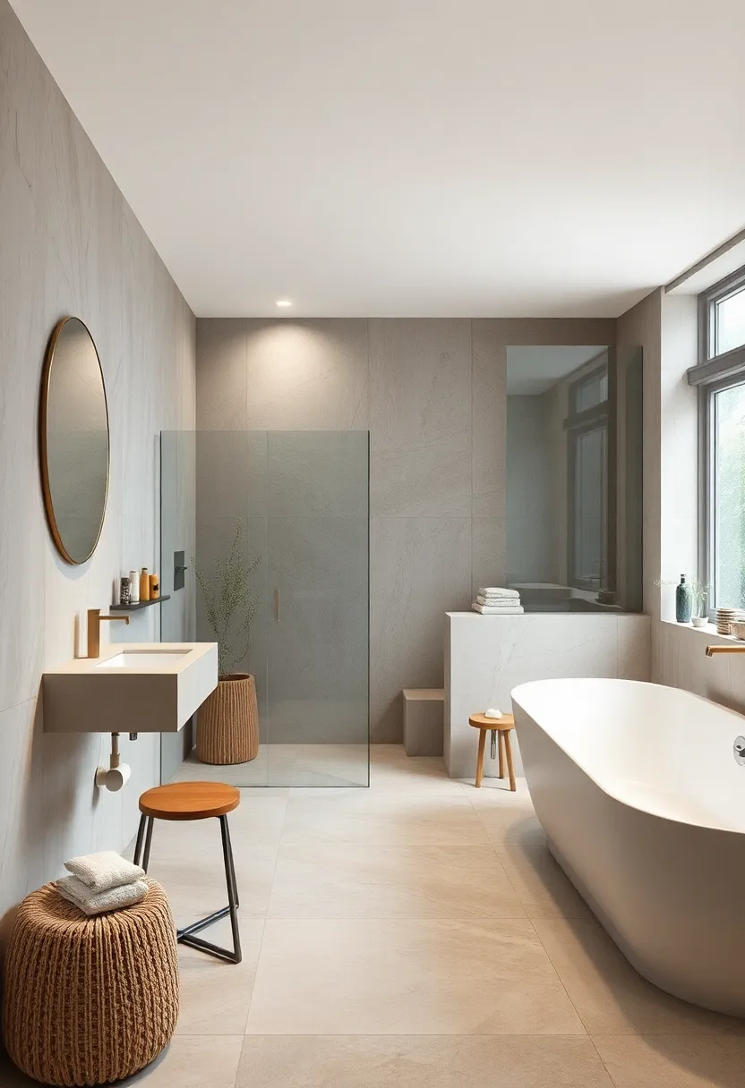 Opt for taupe glass shower panels‌ with champagne hardware to create a harmonious⁣ blend of​ textures ‍and finishes